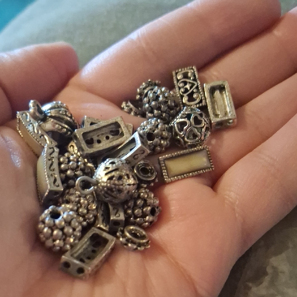 Silver Tone Bead Charms Collection Upcycle Bracelet
